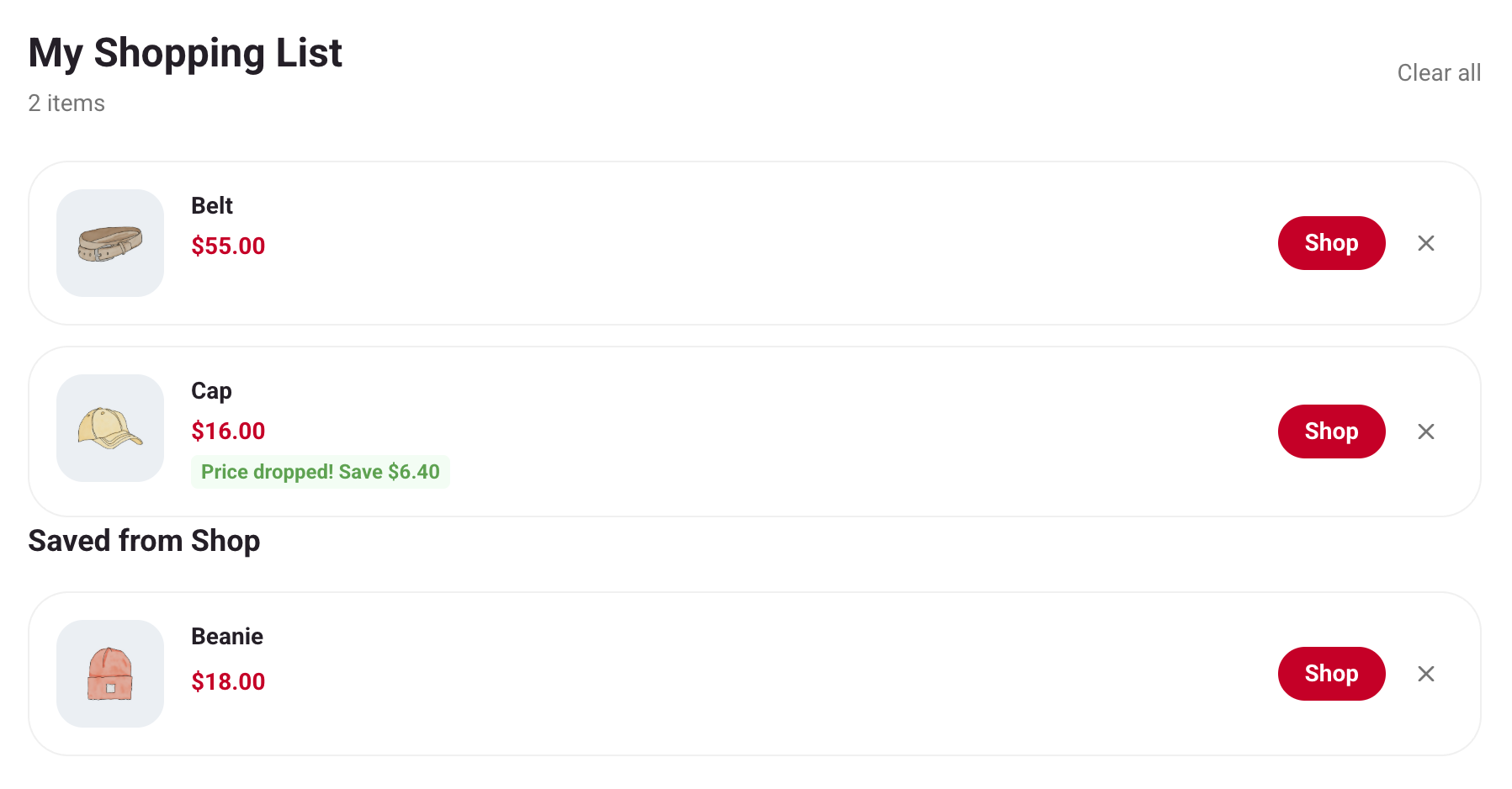 Shopping List with Price Tracking